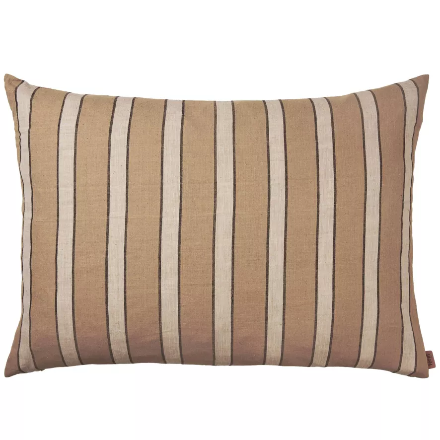 Ferm Living Brown Cotton Kussen 80x60 Stripe 2 Ferm Living Brown Cotton Kussen 80x60 Stripe - Afbeelding 2