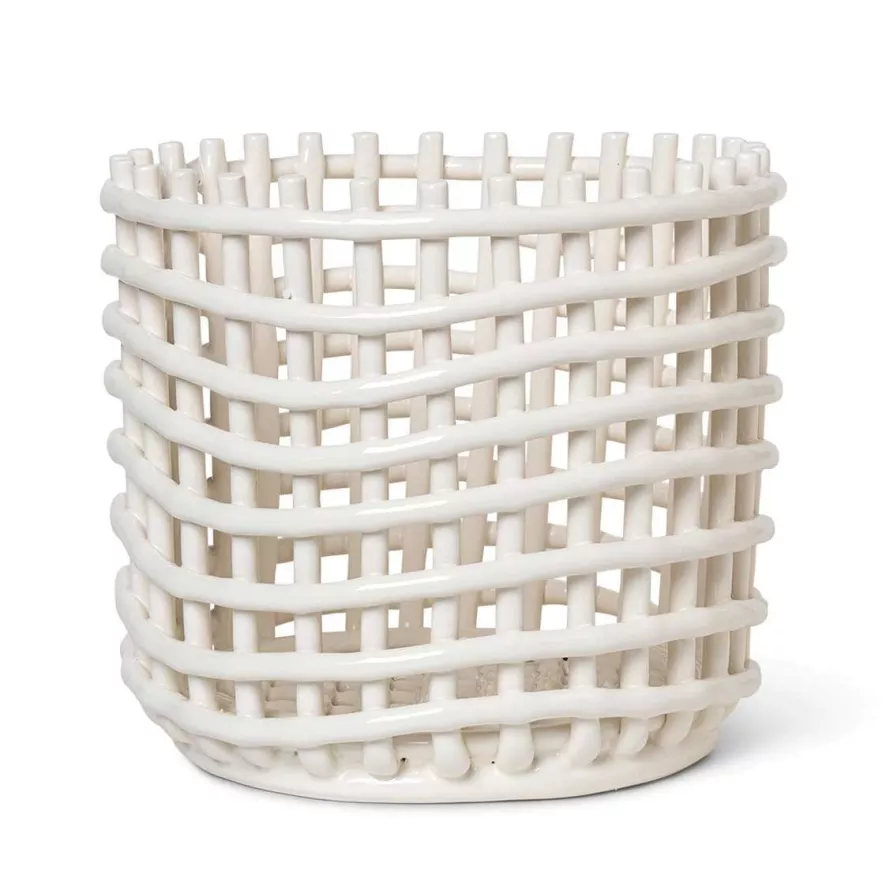 Ferm Living Ceramic Basket Opbergmand Large Off-White 2 Ferm Living Ceramic Basket Opbergmand Large Off-White - Afbeelding 2
