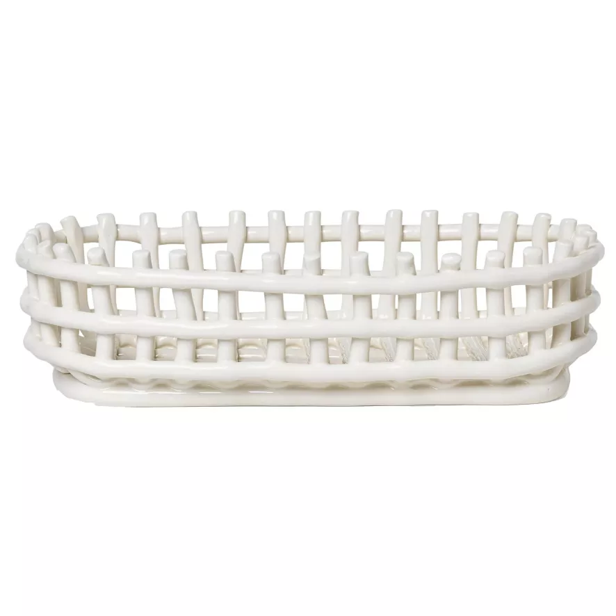 Ferm Living Ceramic Basket Opbergmand Oval Off White 8 Ferm Living Ceramic Basket Opbergmand Oval Off White - Afbeelding 8