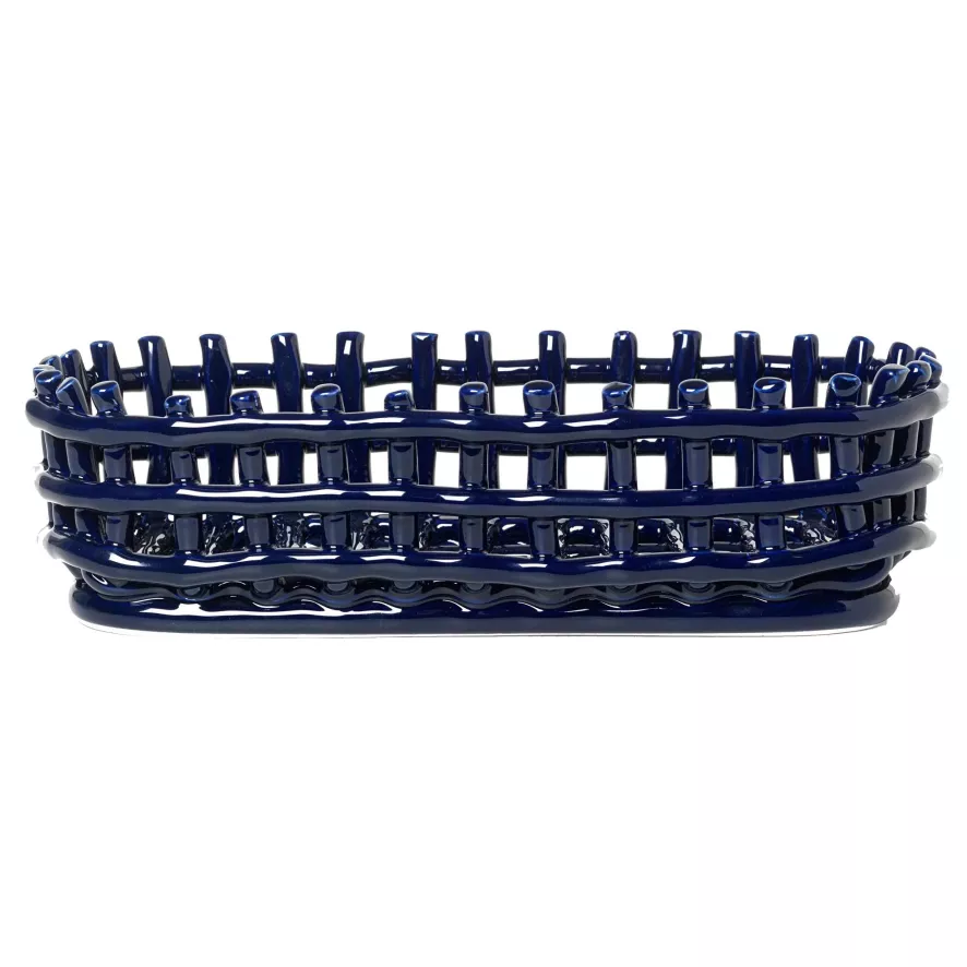 Ferm Living Ceramic Basket Opbergmand Oval Blue 1 Ferm Living Ceramic Basket Opbergmand Oval Blue