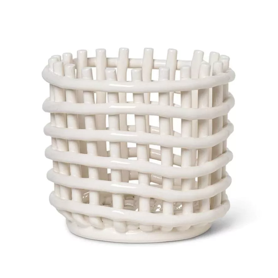 Ferm Living Ceramic Basket Opbergmand Small Off-White 1 Ferm Living Ceramic Basket Opbergmand Small Off-White