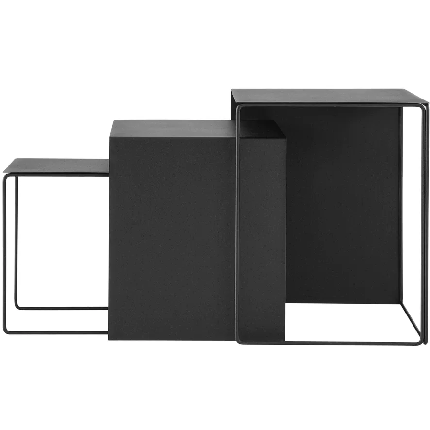 Ferm Living Tweedekansje - Cluster Tables Bijzettafel Set Van 3 Zwart 1 Ferm Living Tweedekansje - Cluster Tables Bijzettafel Set Van 3 Zwart