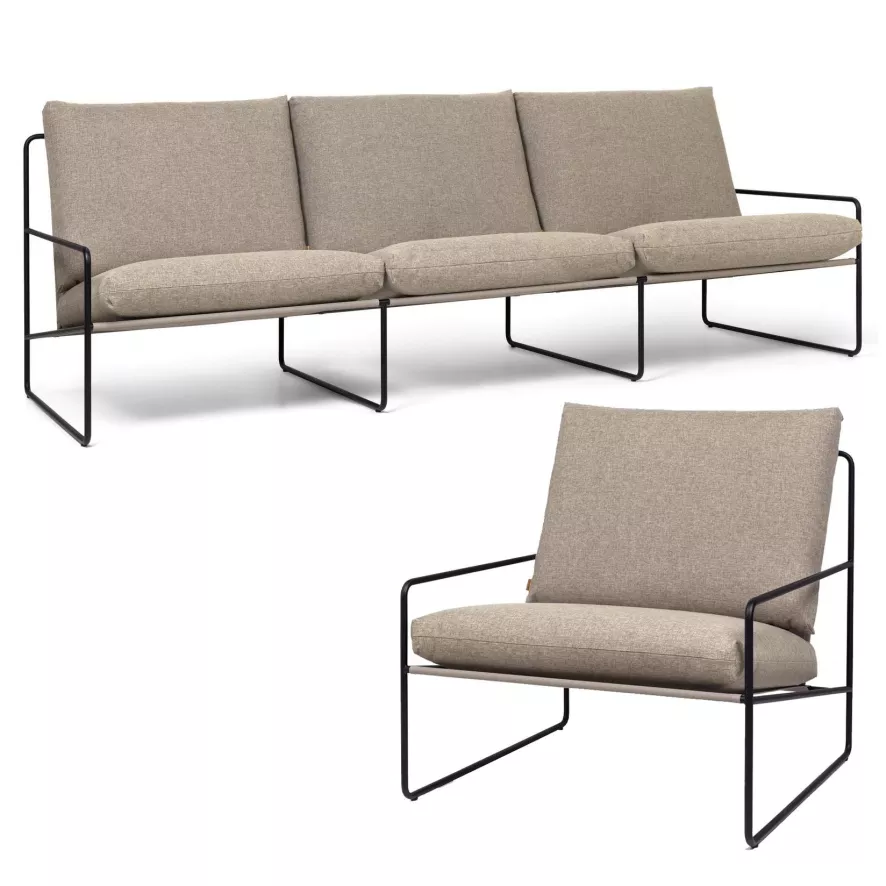 Ferm Living Desert Loungeset 3-zits Loungebank + Fauteuil 1 Ferm Living Desert Loungeset 3-zits Loungebank + Fauteuil