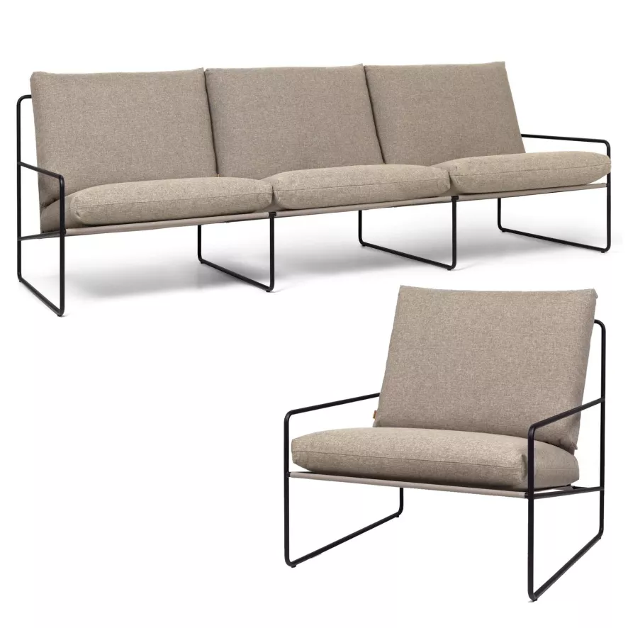 Ferm Living Desert Loungeset 3-zits Loungebank + Fauteuil 2 Ferm Living Desert Loungeset 3-zits Loungebank + Fauteuil - Afbeelding 2