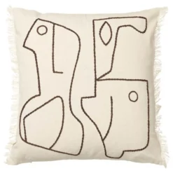 Ferm Living Figure Kussen 50x50 Off-white/coffee