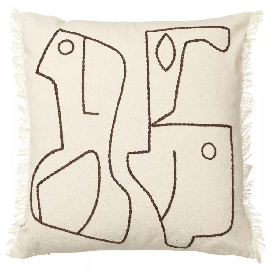 Ferm Living Figure Kussen 50x50 Off-white/coffee 1 Ferm Living Figure Kussen 50x50 Off-white/coffee