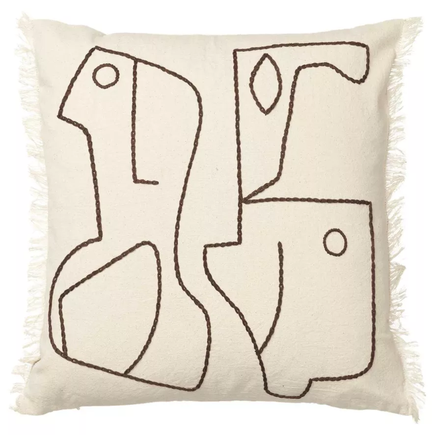 Ferm Living Figure Kussen 50x50 Dark Taupe/off-white 4 Ferm Living Figure Kussen 50x50 Dark Taupe/off-white - Afbeelding 4