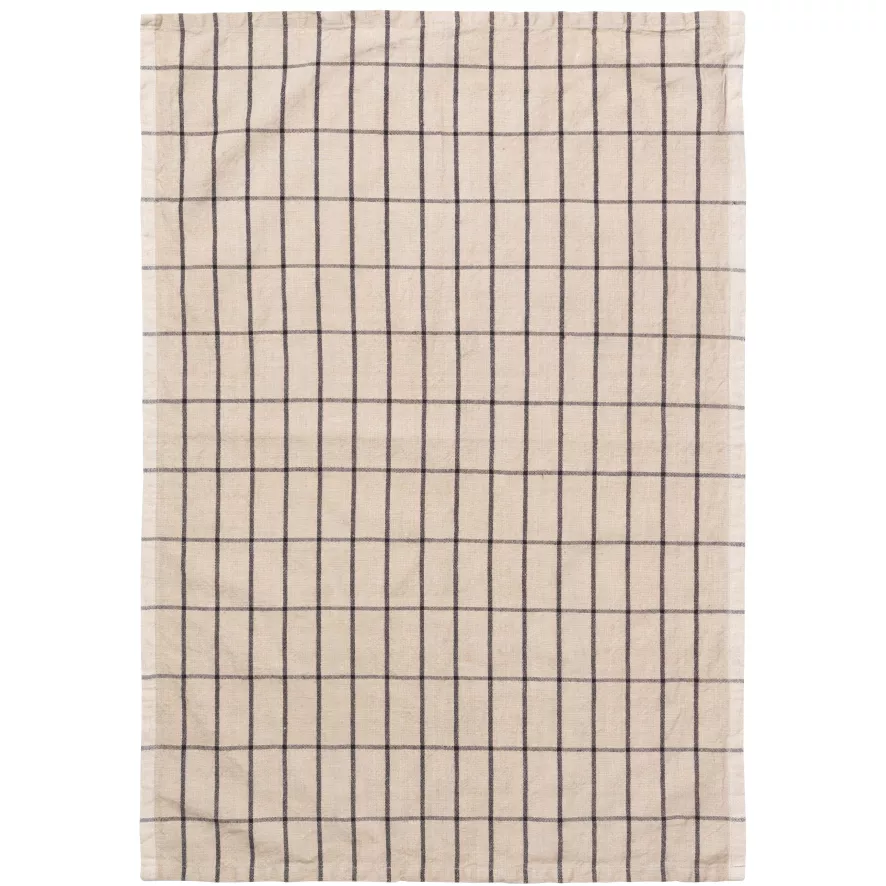 Ferm Living Hale Yarn-dyed Theedoek Sand/Black 1 Ferm Living Hale Yarn-dyed Theedoek Sand/Black