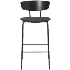 Ferm Living Herman Barkruk 64cm Met Zitkussen Zwart/donkergrijs