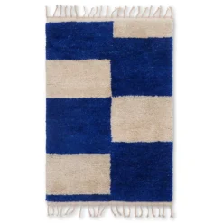 Ferm Living Mara Knotted Vloerkleed 80x120 Bright Blue/off-white