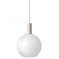 Ferm Living Opal Sphere Hanglamp Wit, Klein Lichtgrijs