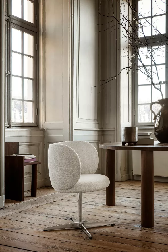 Ferm Living Rico Eetkamerstoel Met Swivel Onderstel Bouclé Off-white 12 Ferm Living Rico Eetkamerstoel Met Swivel Onderstel Bouclé Off-white - Afbeelding 12