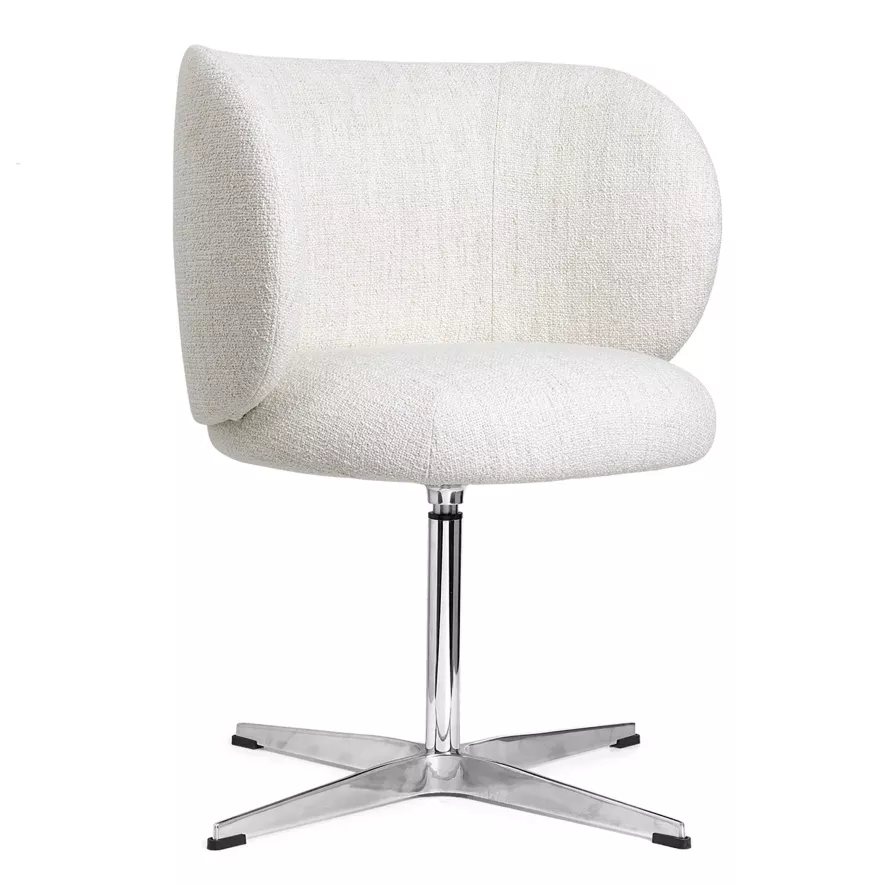 Ferm Living Rico Eetkamerstoel Met Swivel Onderstel Bouclé Off-white 1 Ferm Living Rico Eetkamerstoel Met Swivel Onderstel Bouclé Off-white