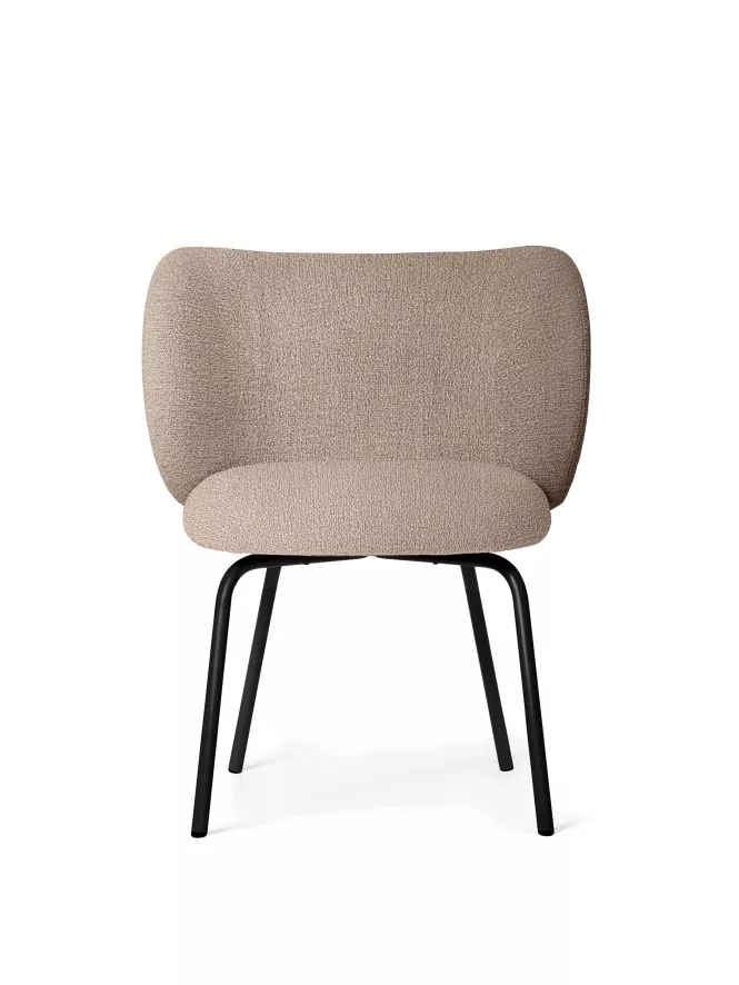 Ferm Living Rico Eetkamerstoel Met Zwart Onderstel Bouclé Sand 5 Ferm Living Rico Eetkamerstoel Met Zwart Onderstel Bouclé Sand - Afbeelding 5
