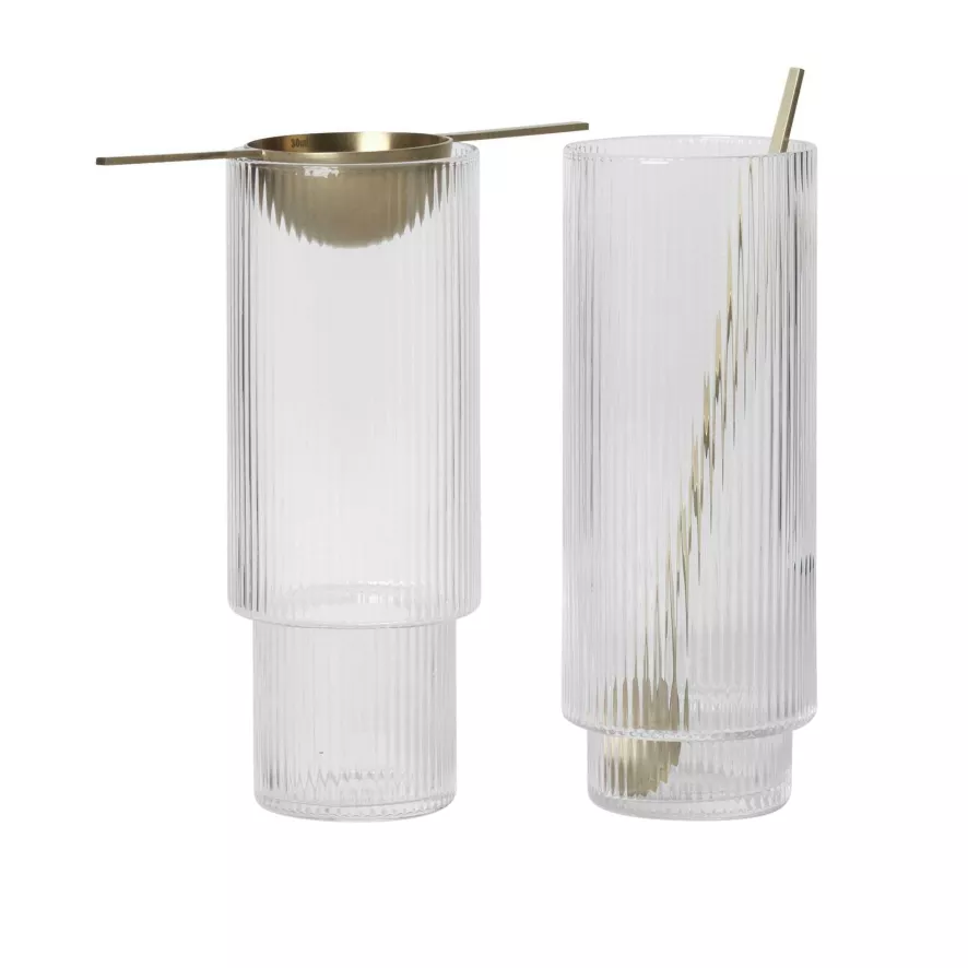 Ferm Living Ripple Long Drink Glazen Set Van 4 Transparant 3 Ferm Living Ripple Long Drink Glazen Set Van 4 Transparant - Afbeelding 3