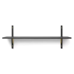 Ferm Living Sector Shelf Wandplank Single Wide Dark Stained Ash/Brass