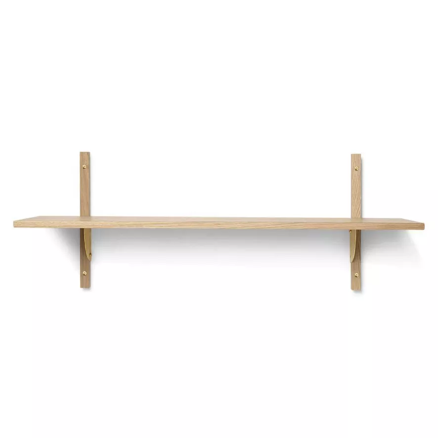 Ferm Living Sector Shelf Wandplank Single Wide Natural Oak/Brass 2 Ferm Living Sector Shelf Wandplank Single Wide Natural Oak/Brass - Afbeelding 2