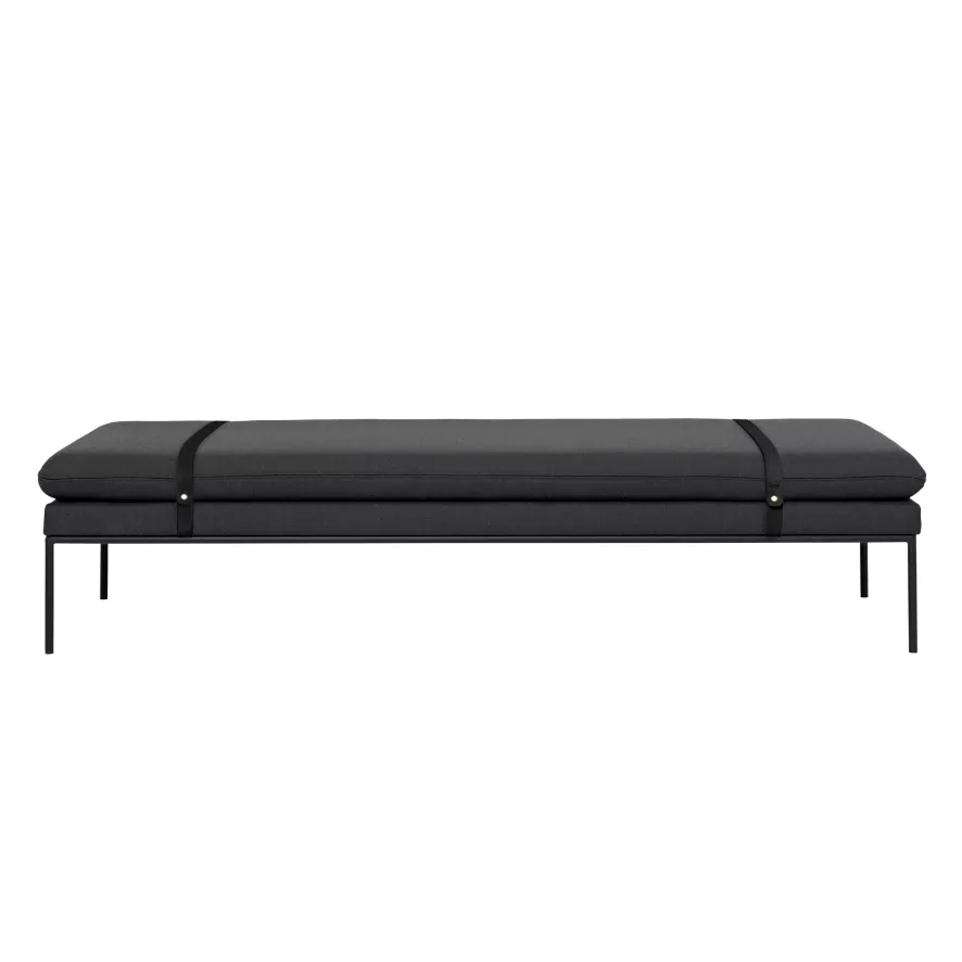 Ferm Living Turn Daybed Bank Fiord Met Zwarte Band, Donkergrijs 1 Ferm Living Turn Daybed Bank Fiord Met Zwarte Band, Donkergrijs