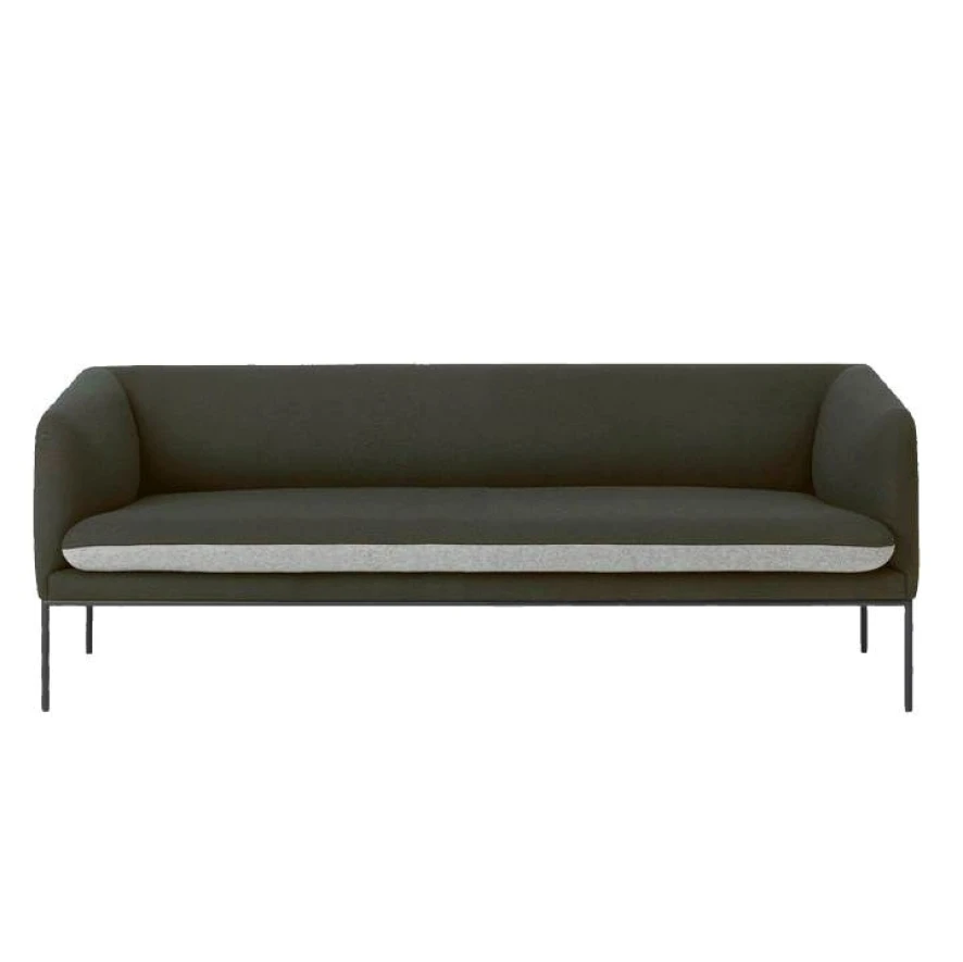 Ferm Living Turn Sofa Bank Wool 3-zits Groen Met Lichtgrijs Zitkussen 1 Ferm Living Turn Sofa Bank Wool 3-zits Groen Met Lichtgrijs Zitkussen