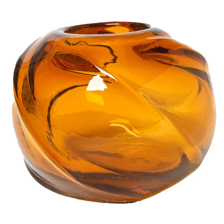Ferm Living Water Swirl Vaas Ø21 Amber 1 Ferm Living Water Swirl Vaas Ø21 Amber